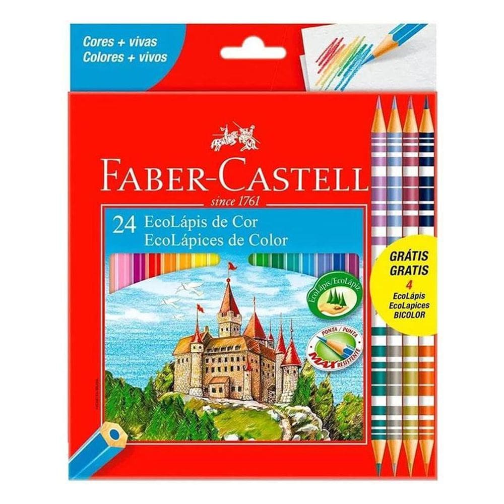 Lápis de Cor Ecolápis 120124 20 Cores + 4 Bicolor - Faber Castell