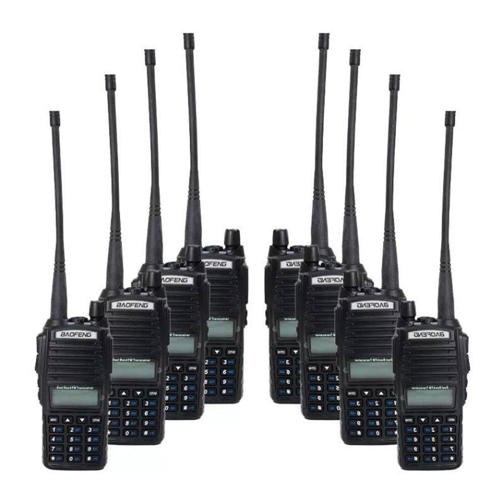 Kit 8 Walkie Talkie Baofeng Uv82 Longo Alcance Uhf Vhf Fone