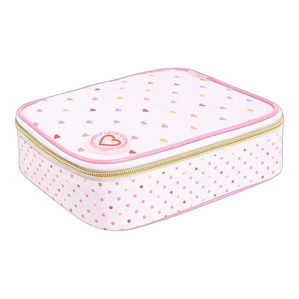 Estojo Escolar Infantil Box Académie Coração Metalizado 8974 Rosa - Tilibra