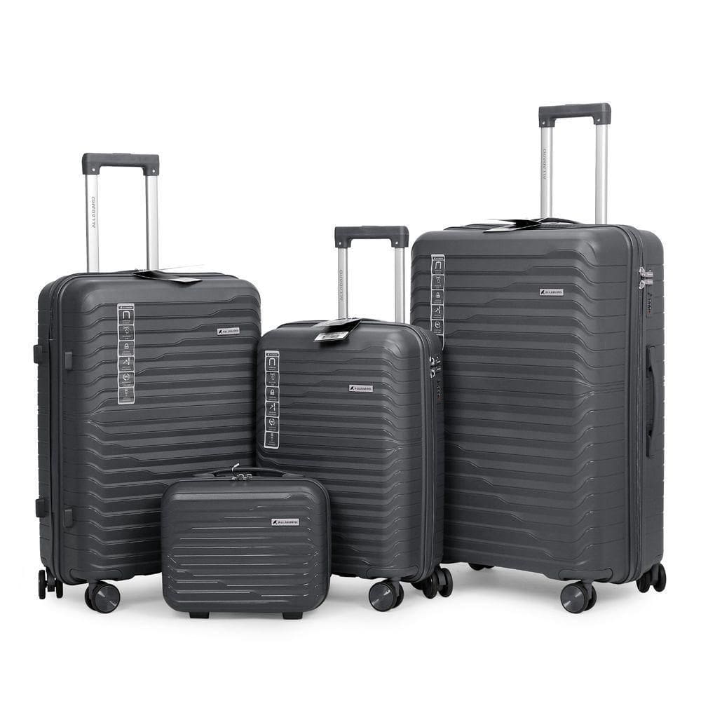 Kit Conjunto Malas De Viagem Pmg + Frasqueira 4 Peças Polipropileno Zíper Duplo - Portland Allabard Grafite