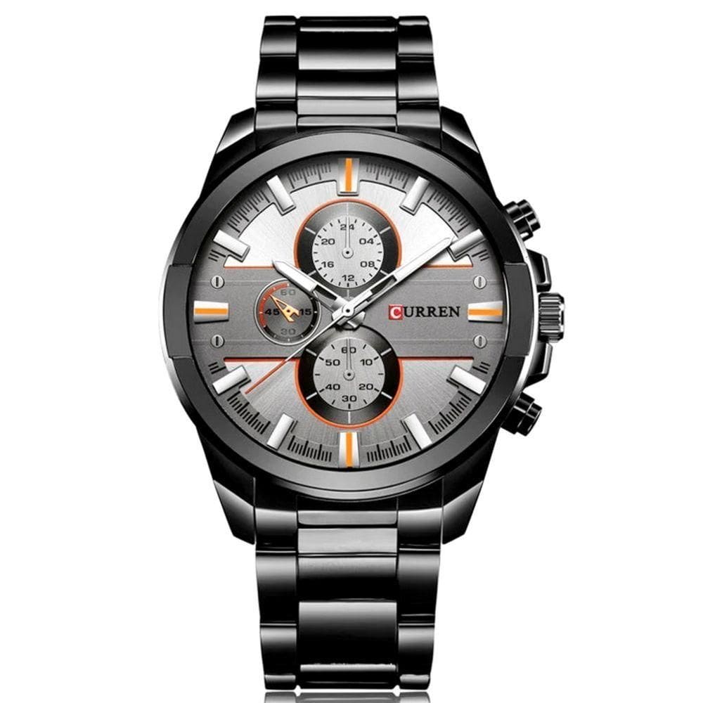 Relógio Masculino De Aço Inoxidavel à Prova D´agua De Quartzo Analógico Cinza Preto