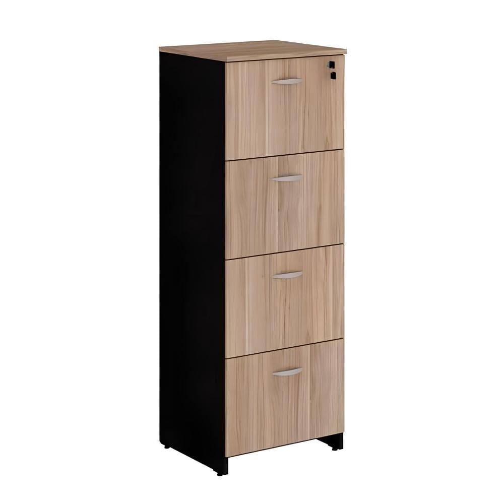 Gaveteiro de Escritório Alto 4 Gavetas com Chave 46cm New City Calvi/Preto - Web Office