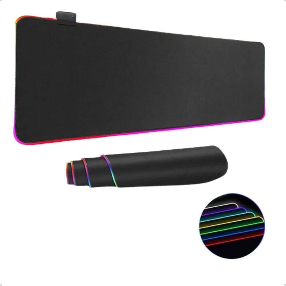 Mouse Pad Gamer Borda Led Rgb 13 Cores 80X30X4Cm Impermeável
