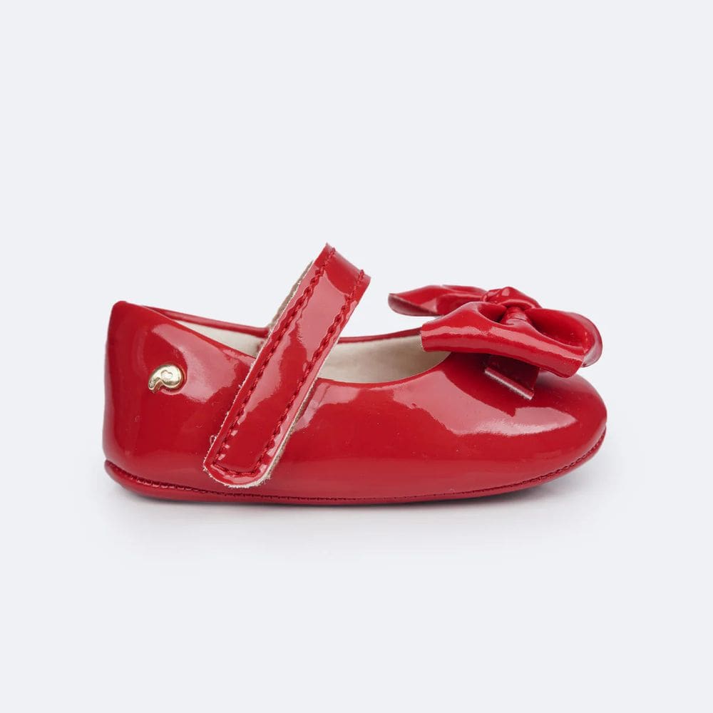 Sapato de bebê Pampili Nina laço duplo verniz vermelho Peper