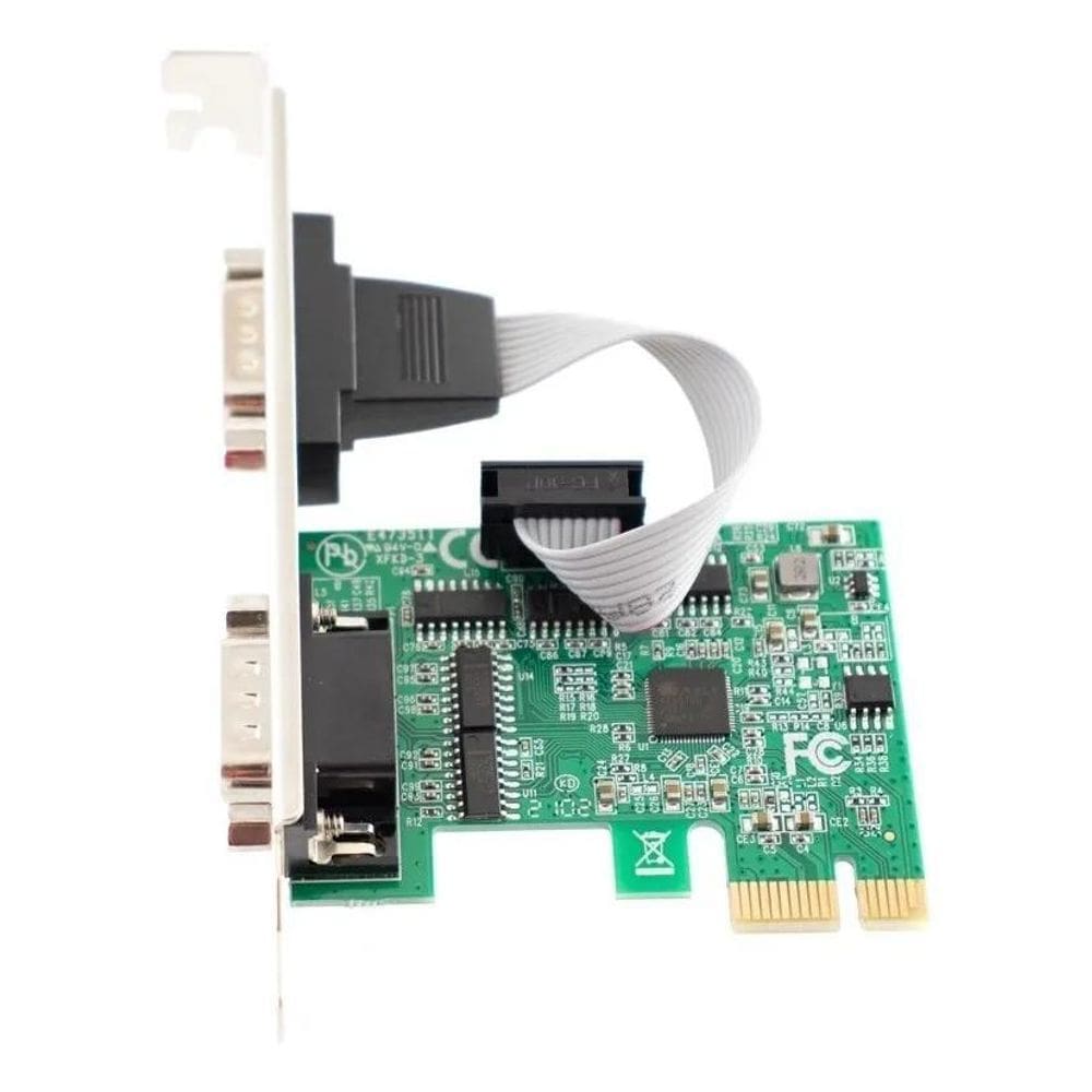 2X Placa Pci Express 1X 2 Porta Serial Db9 Rs232 Rs485 Rs422