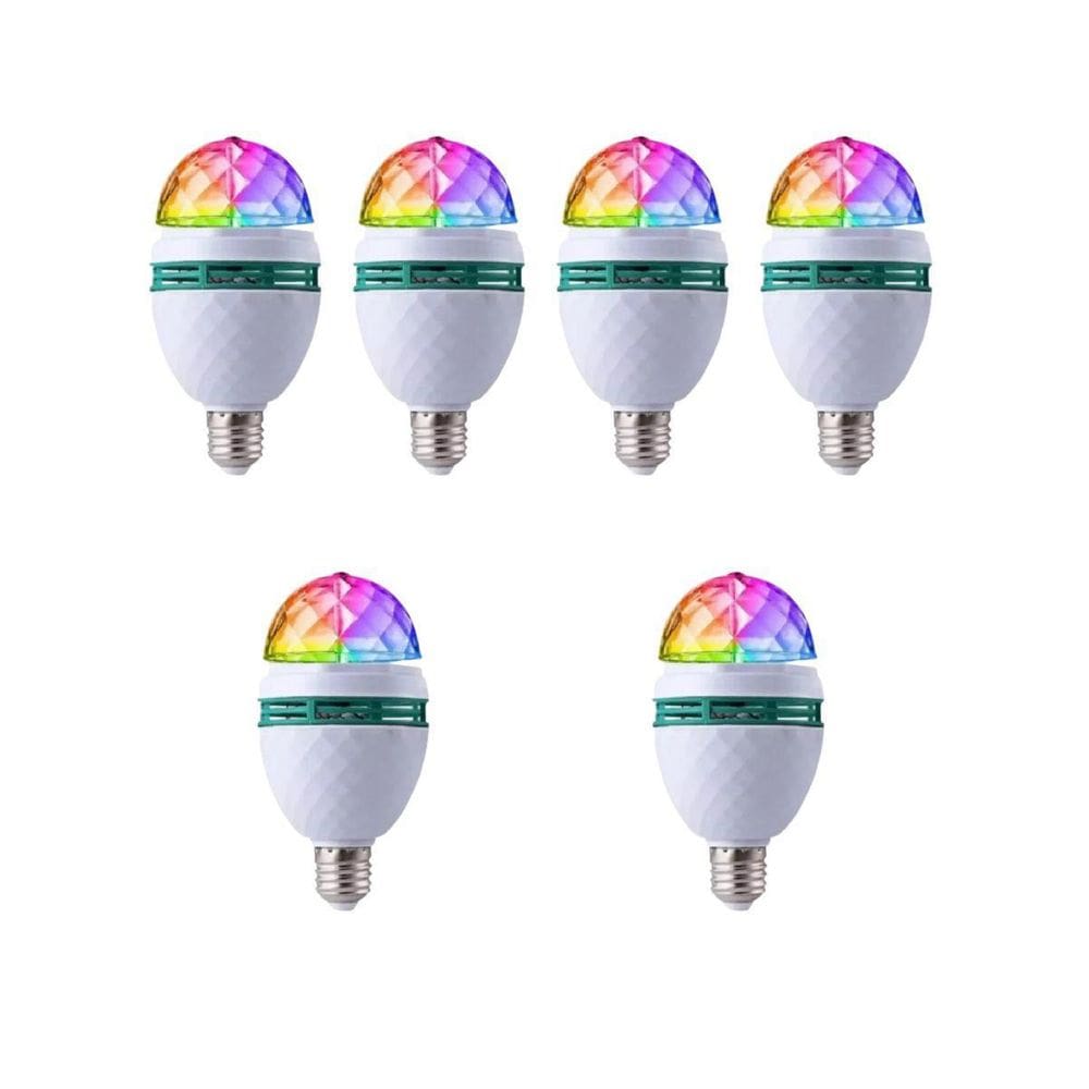 Kit 6 Lampadas Led Giratoria Dj Strobo Rgb Festa - 127/220V