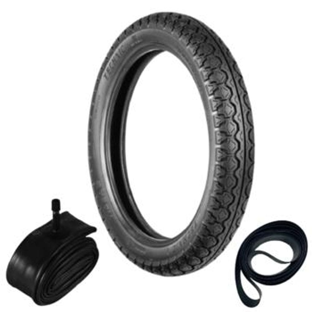 Pneu Pop 110 Biz 125 Biz 100 Jet 125 80/100-14 49l Tiger Technic + Câmara + Cinta