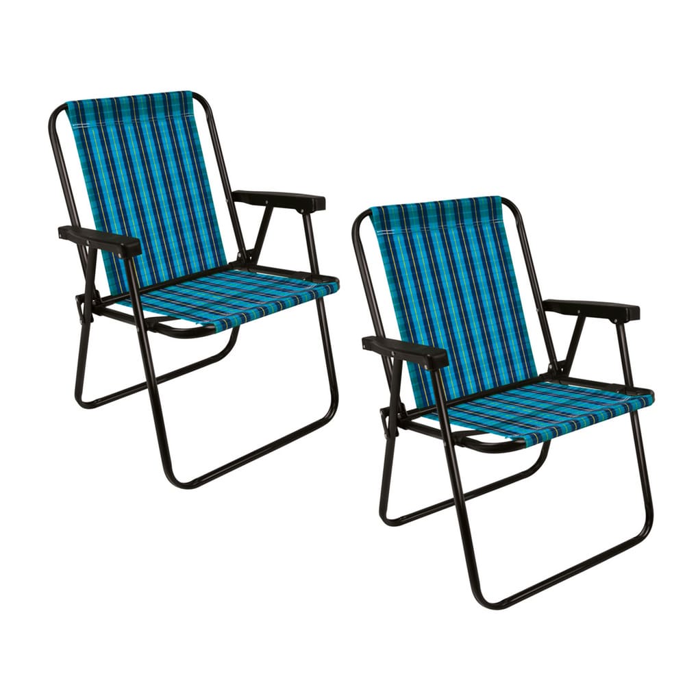 Kit 2 Cadeiras De Área Varanda Lazer Jardim Piscina Camping Xadrez Aço Marine - 2052 Mor