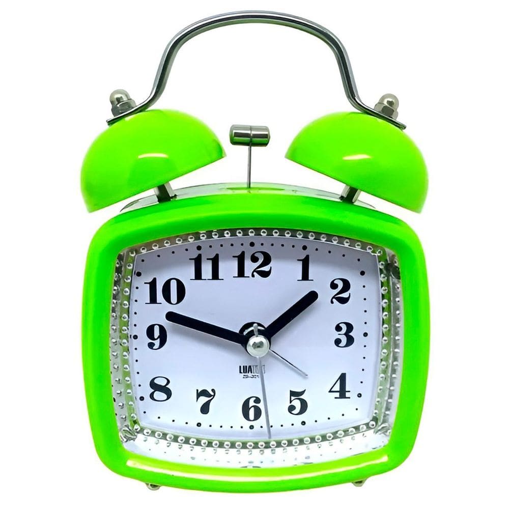 Relógio Despertador Retrô Analógico Verde Pequeno Com Led