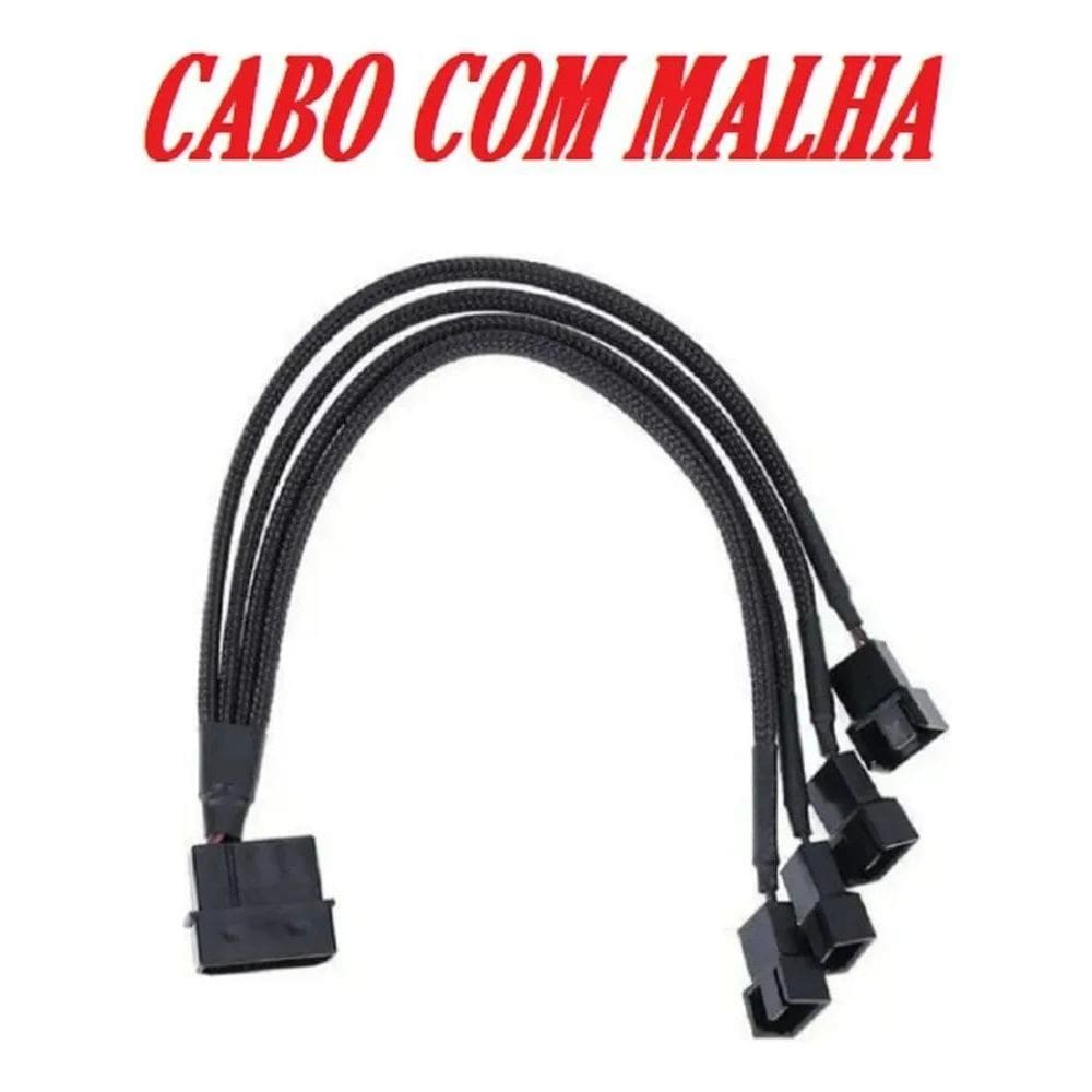 2X Cabo Adaptador Multi Fan Molex Para 4 Coolers 3 E 4 Pinos