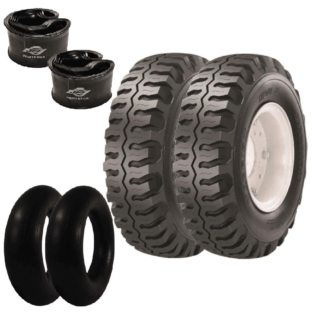 Kit 2 Pneu Empilhadeira 600-9 10l Tt Mvi2 Maggion + Camaras + Protetores