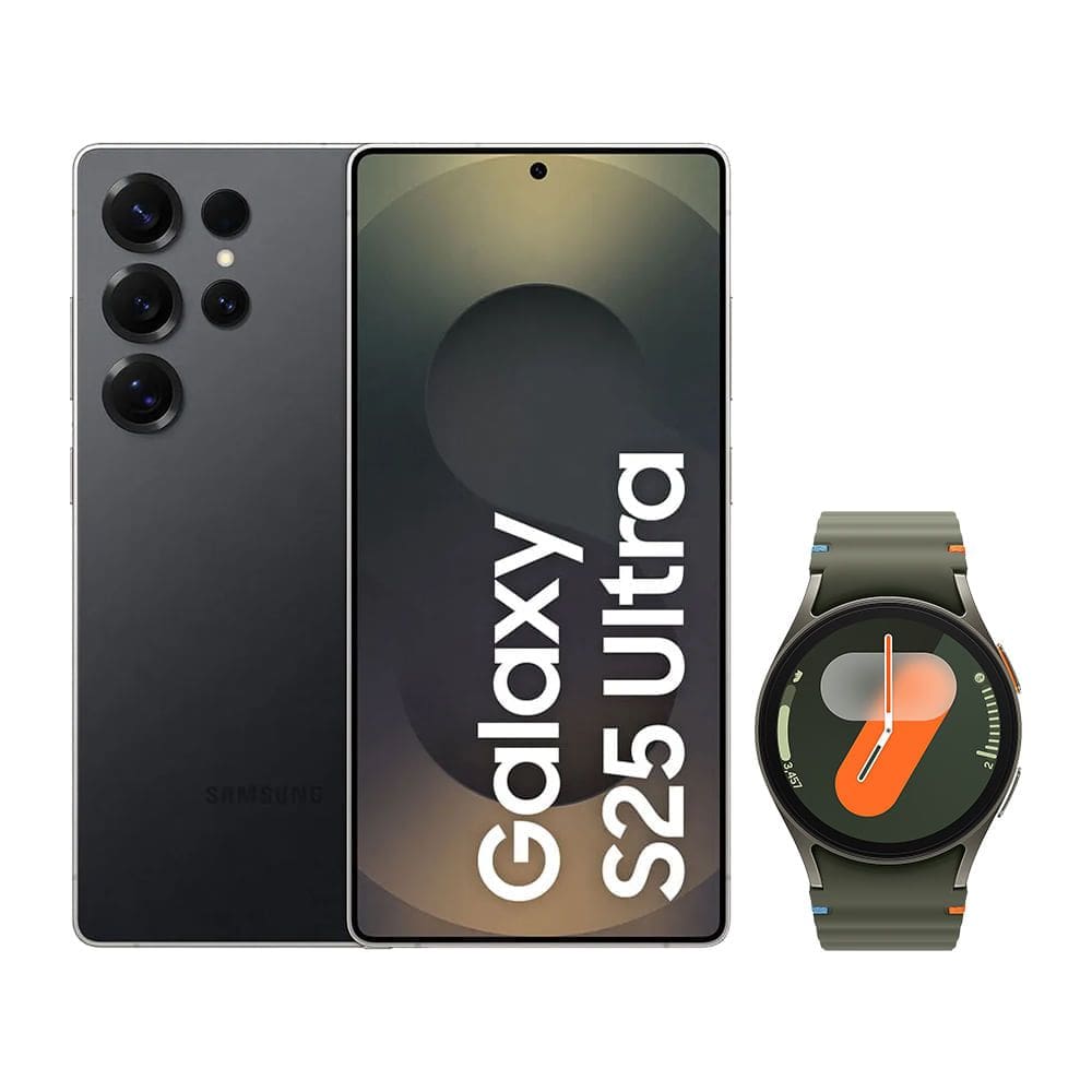 S25 Ultra (512GB) - Titânio Preto + Galaxy Watch7 BT 40mm - Verde