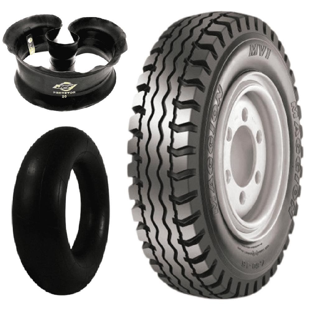 Kit Pneu Empilhadeira Paleteira 600-9 Mvi 10l Maggion + Camara + Protetor