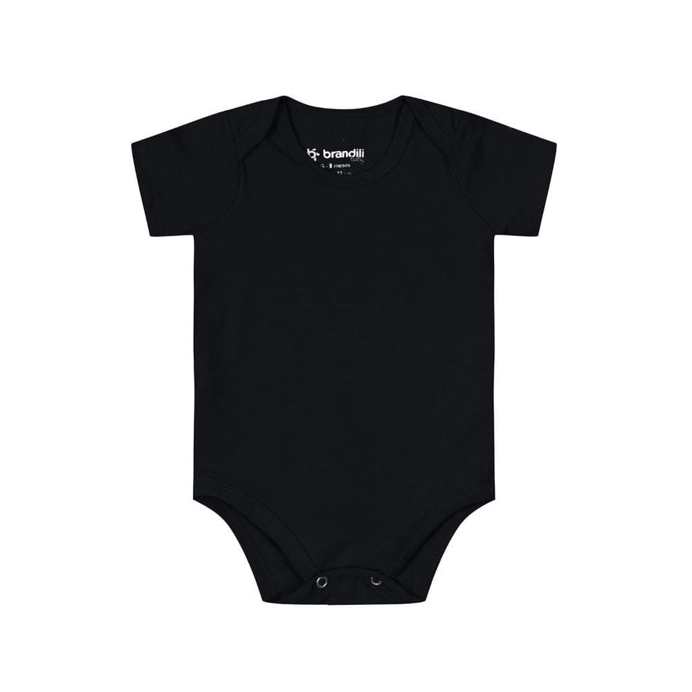 Body bebê unissex em cotton Brandili-Preto