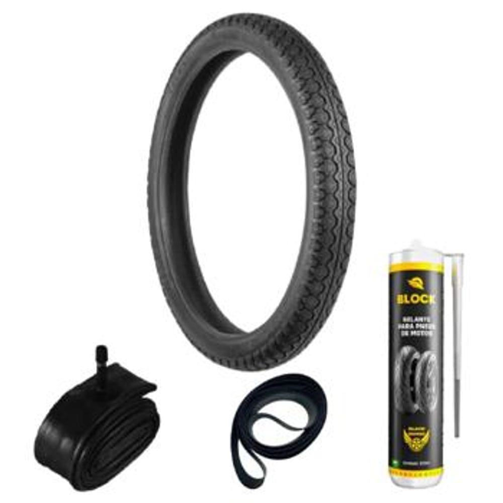 Kit Pneu Biz 100/125 60/100-17 Tiger Technic + Cinta + Câmara + Selante