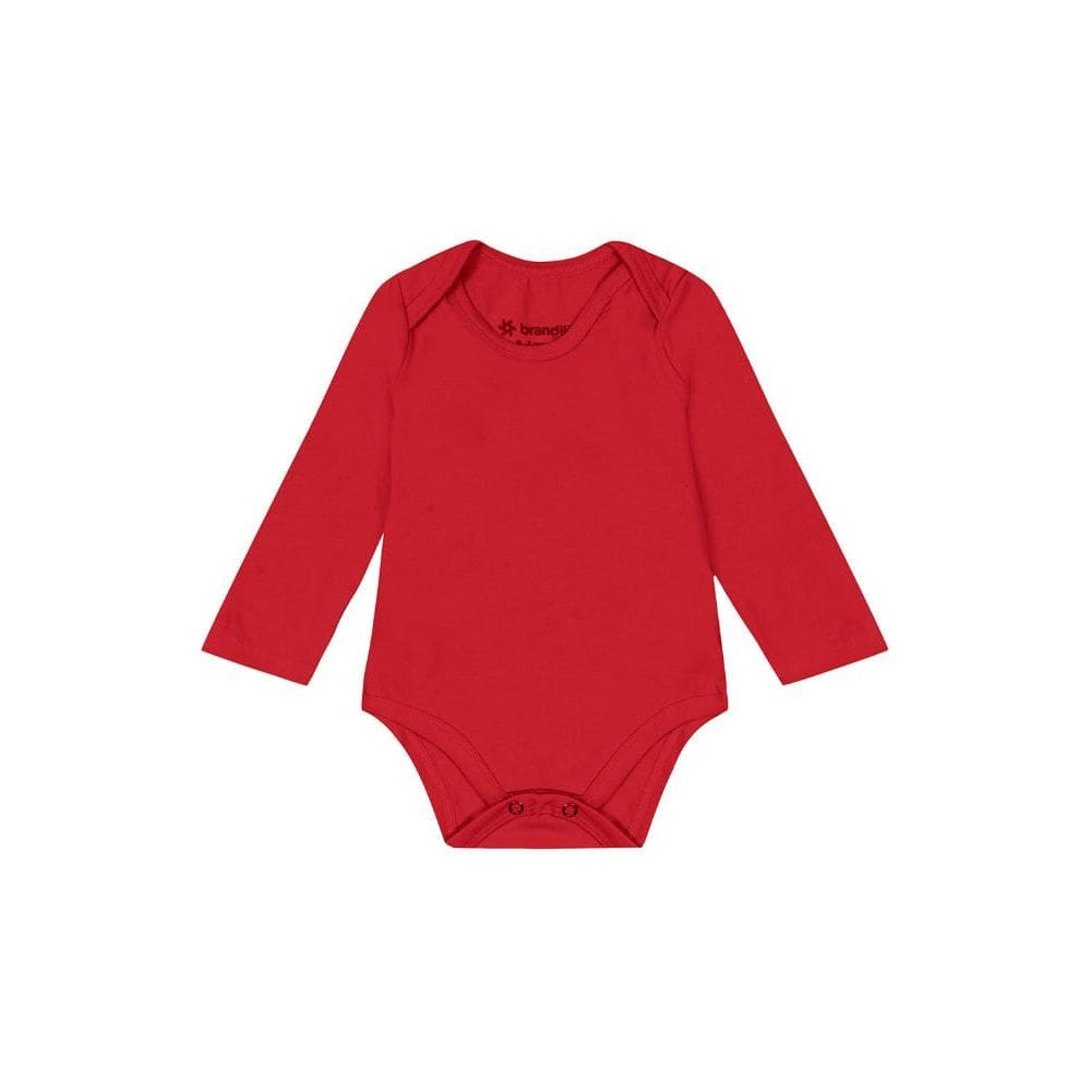 Body bebê unissex manga longa em cotton Brandili-Vermelho