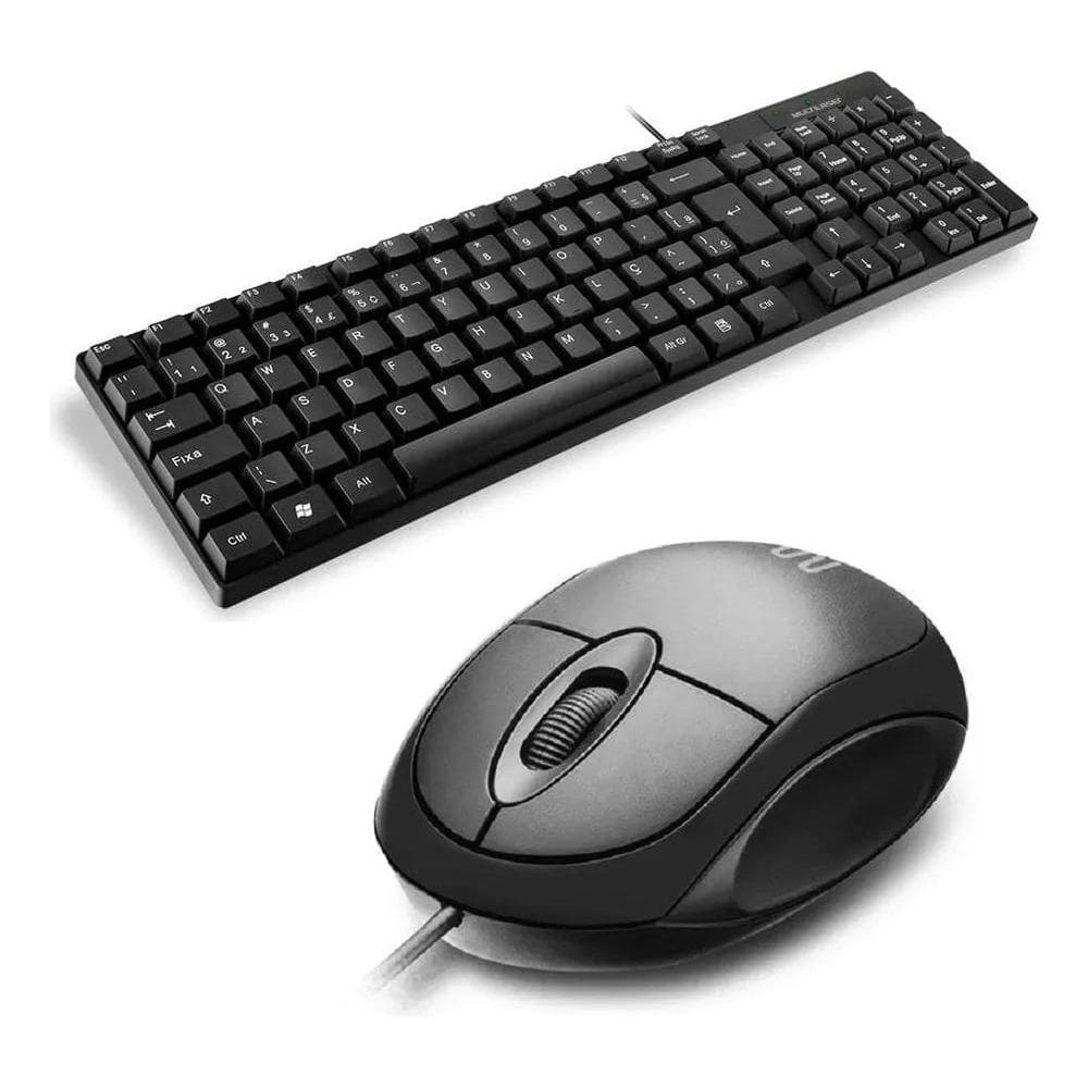 2X Kit Teclado E Mouse Com Fio Multilaser Conexão Usb Tc309