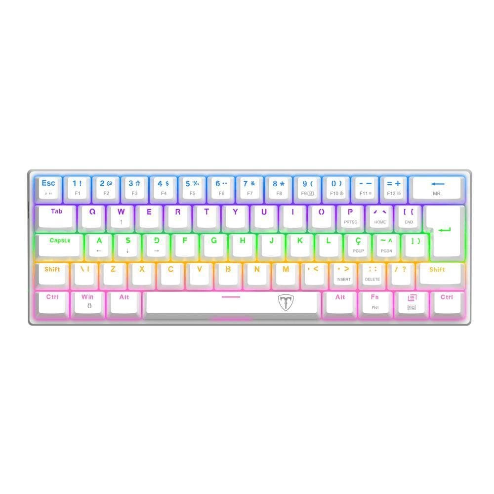 Teclado Gamer Arena 60% Rgb Switch Brown Branco T-Dagger