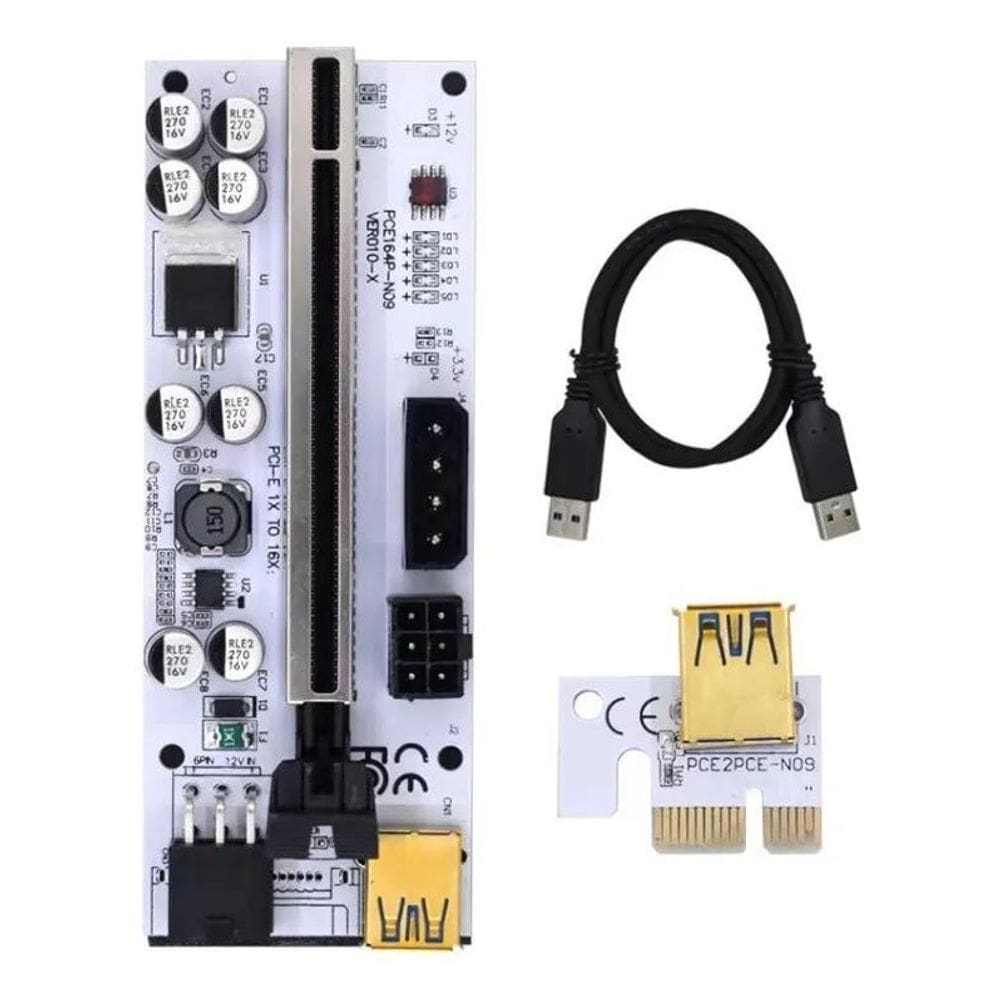 2X Riser V010X Pci-E Mineração Atualizado Premium+ Cor Bra