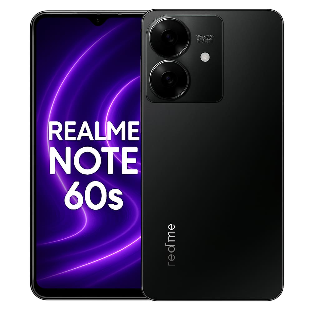 Smartphone Celular Realme Note 60s 4G, 256GB, 8GB RAM, Tela 6,74 HD+ 90Hz, Câmera 32MP IA, Bateria 5000mAh, Android 14, Dual SIM, PRETO