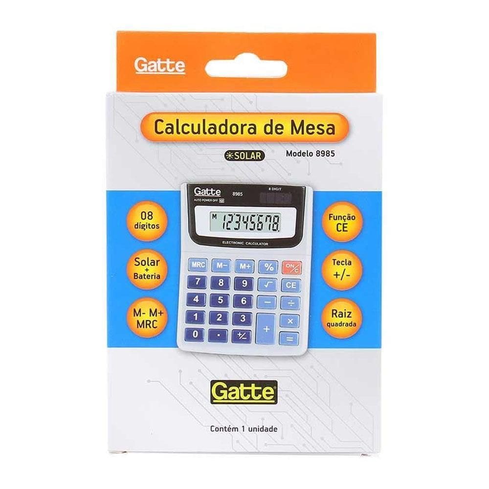Calculadora De Mesa Solar 8 Digitos 8985 Gatte