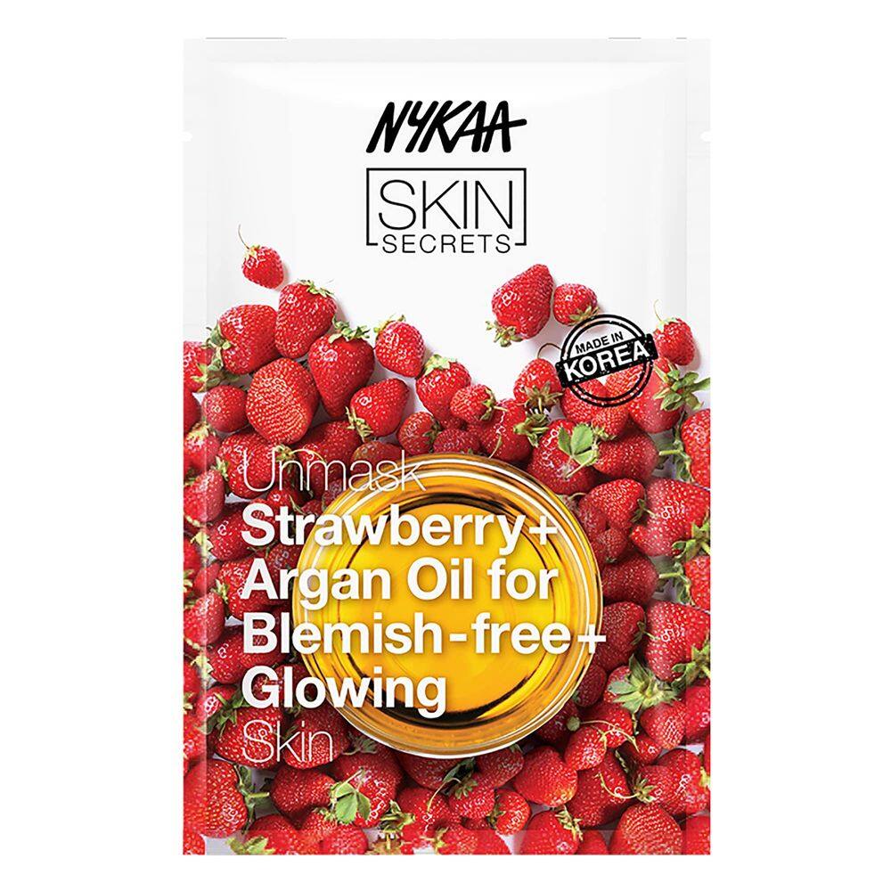 Máscara facial em folha Nykaa Naturals Skin Secrets Strawberry