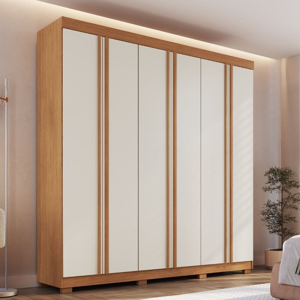 Guarda Roupa Casal 6 Portas com Pes em MDF Texas Faimec