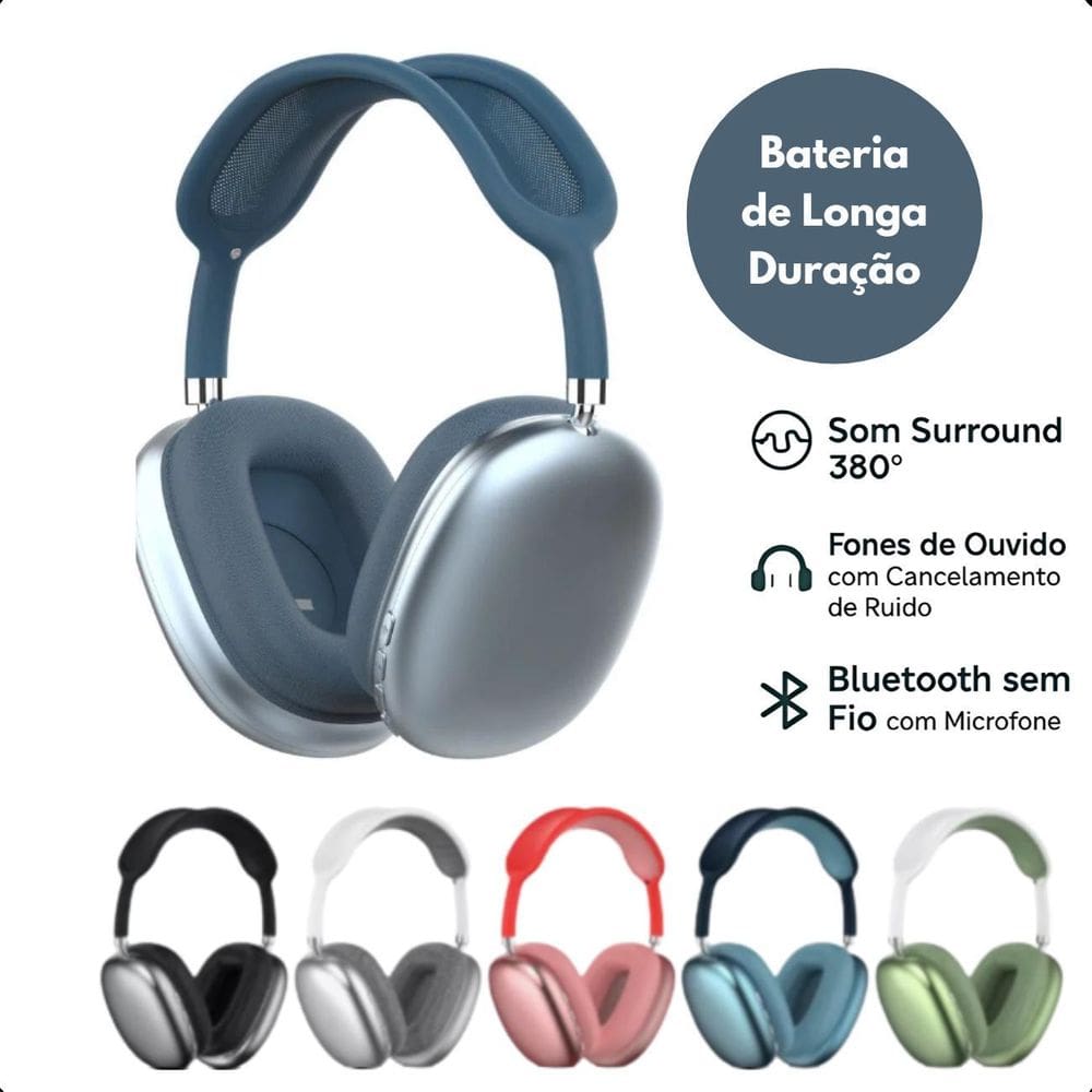 Fone De Ouvido Bluetooth Wireless P9 Extra Bass Som Claro