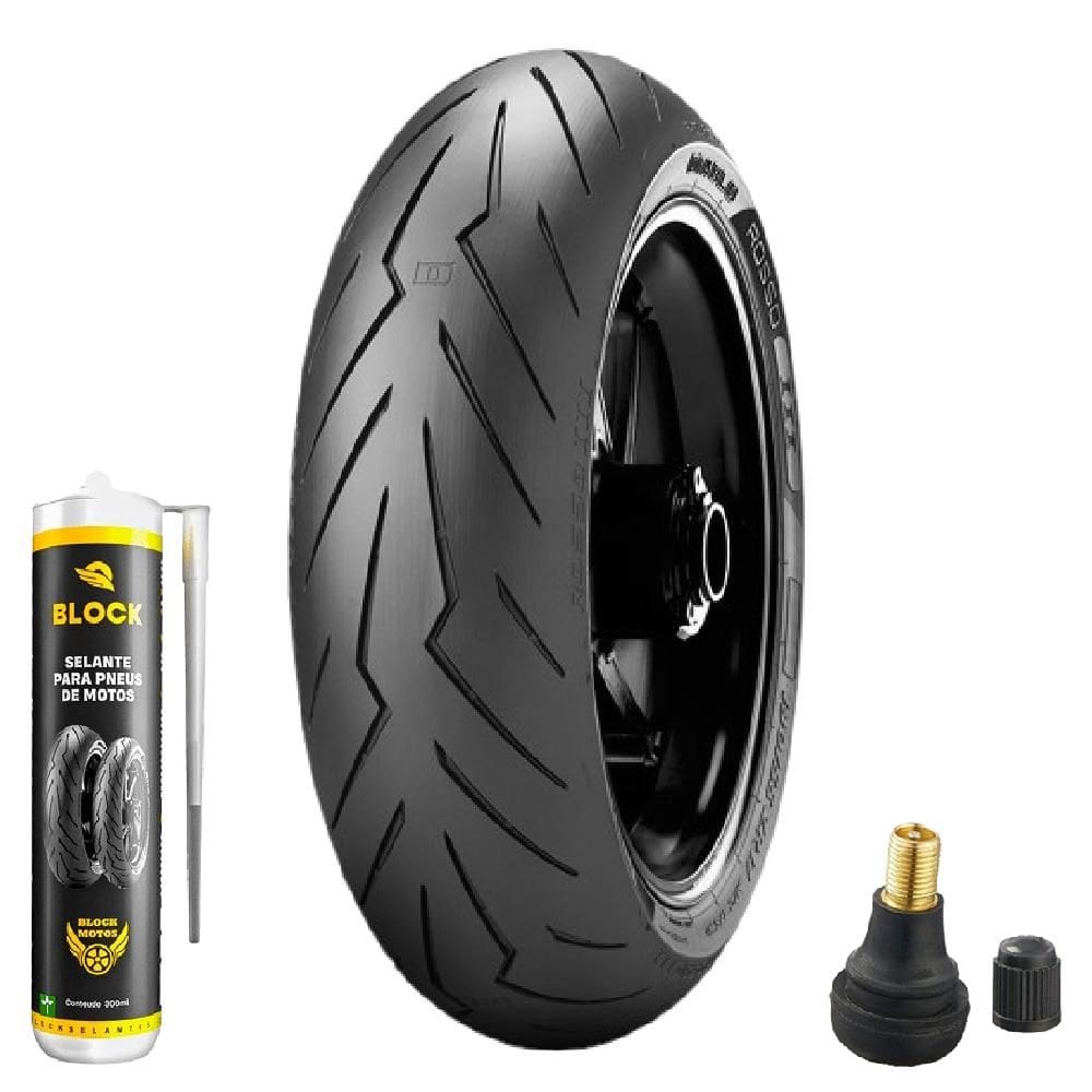 Pneu Ninja 400 Cb 300 Mais Largo 150/60r17 Tl 66w Diablo Rosso 3 Pirelli + Selante + Bico