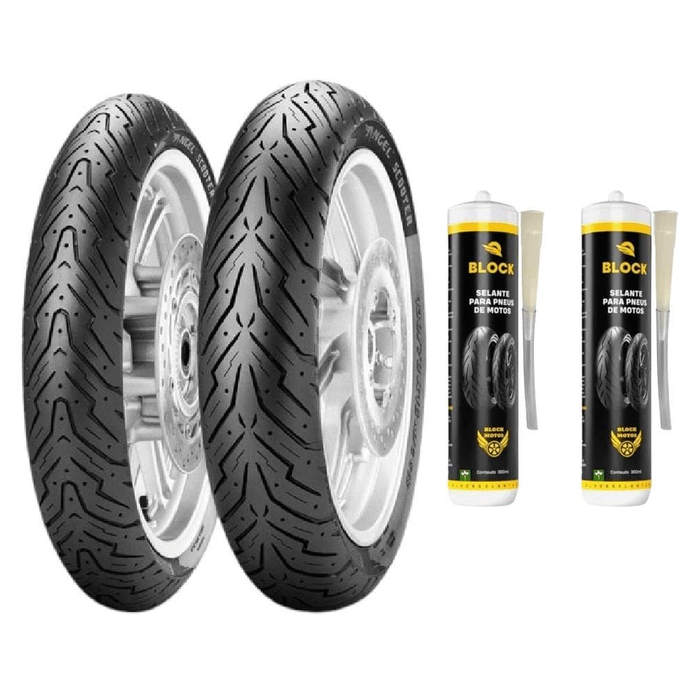 Kit 2 Pneus Vespa Px 150 350-10 59j Tubeless Angel Scooter Pirelli + Selantes