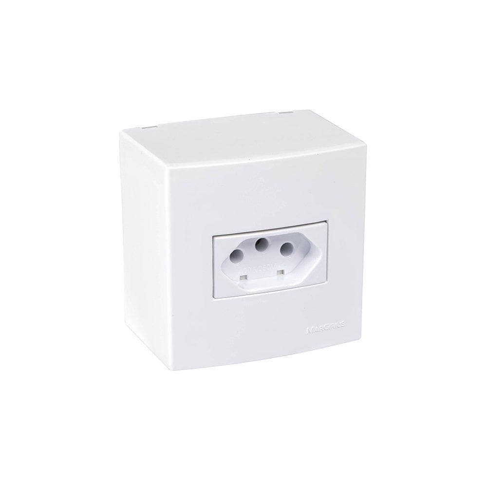 Caixa De Sobrepor 75X75 Com Tomada Margirius Sleek 2P+T 20A