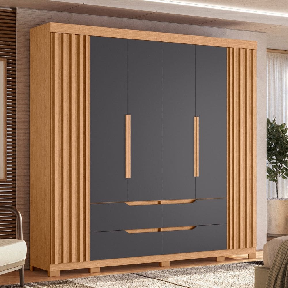 Guarda Roupa Casal 6 Portas 4 Gavetas Ripado Doble Albatroz