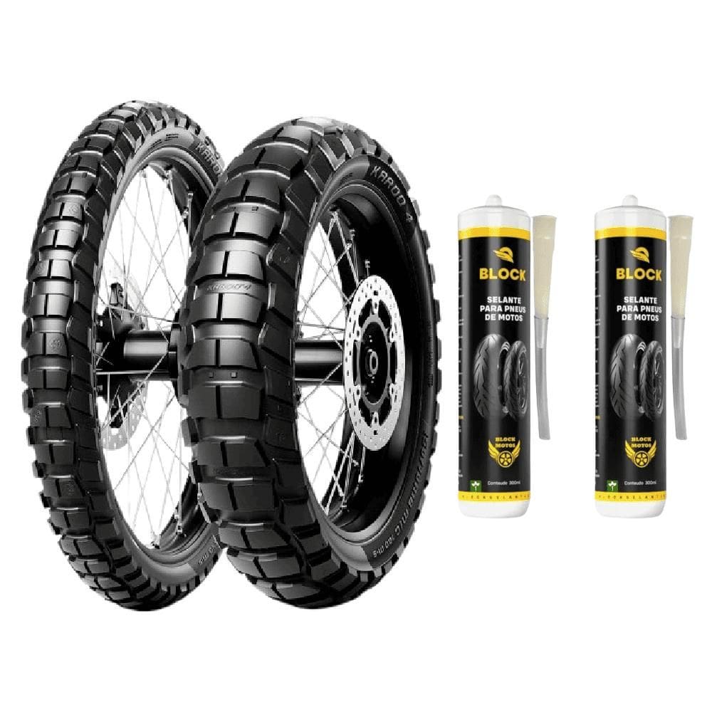 Par Pneu 170/60r17 + 120/70r19 Karoo 4 Metzeler + Selantes