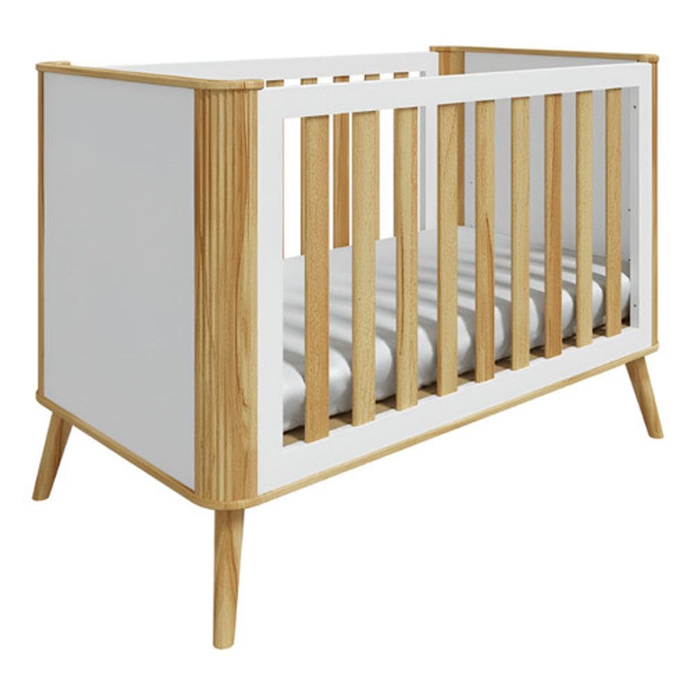 Berço Peroba Théo Americano Off White / Amêndoa Mdf Infantil Off White/amendoa U