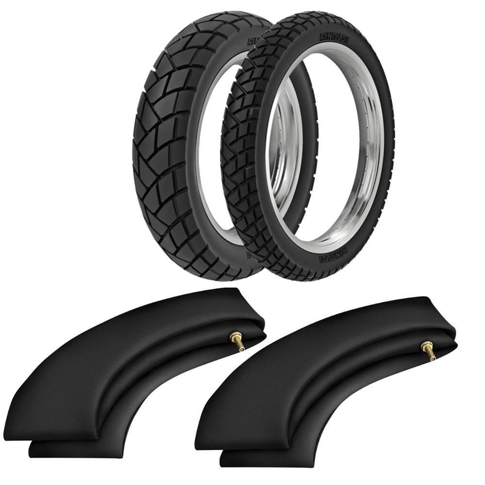 Kit Pneu Tornado Xre300 lander Tenere 120/80-18 + 90/90-21 R34 Rinaldi + Camaras