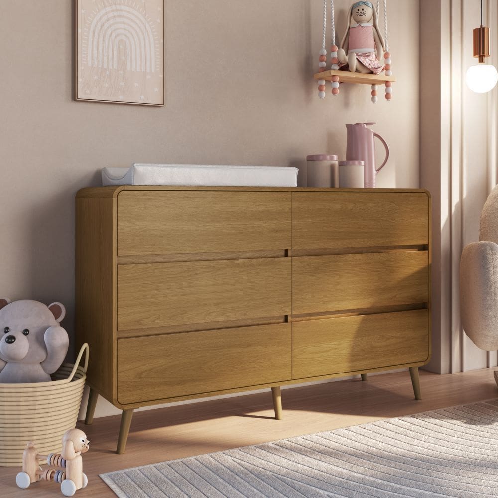 Comoda Infantil 6 Gavetas Wave Completa Moveis