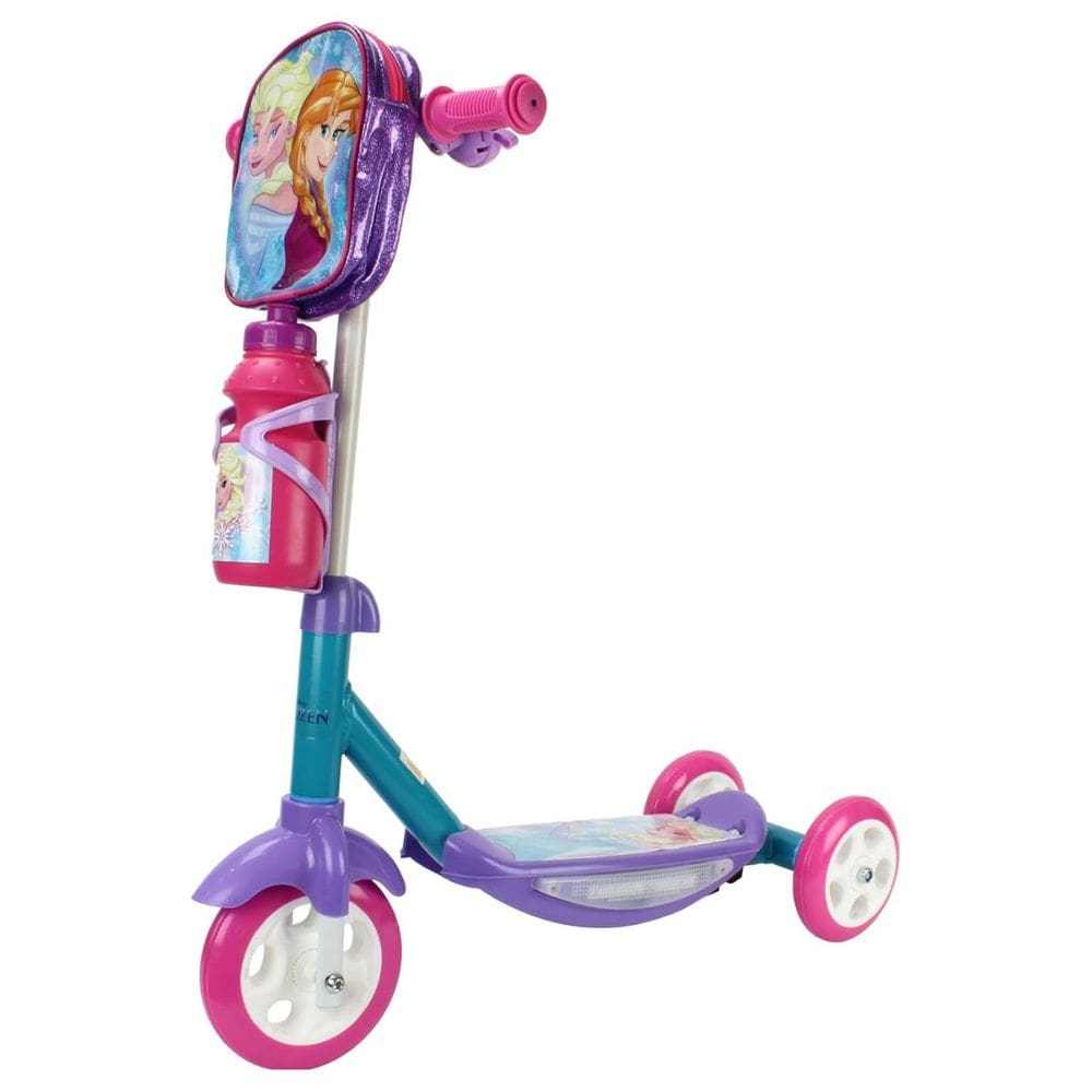 Patinete 3 Rodas Frozen com Luzes Mochila Garrafinha e Campainha +2 Anos BBR Toys