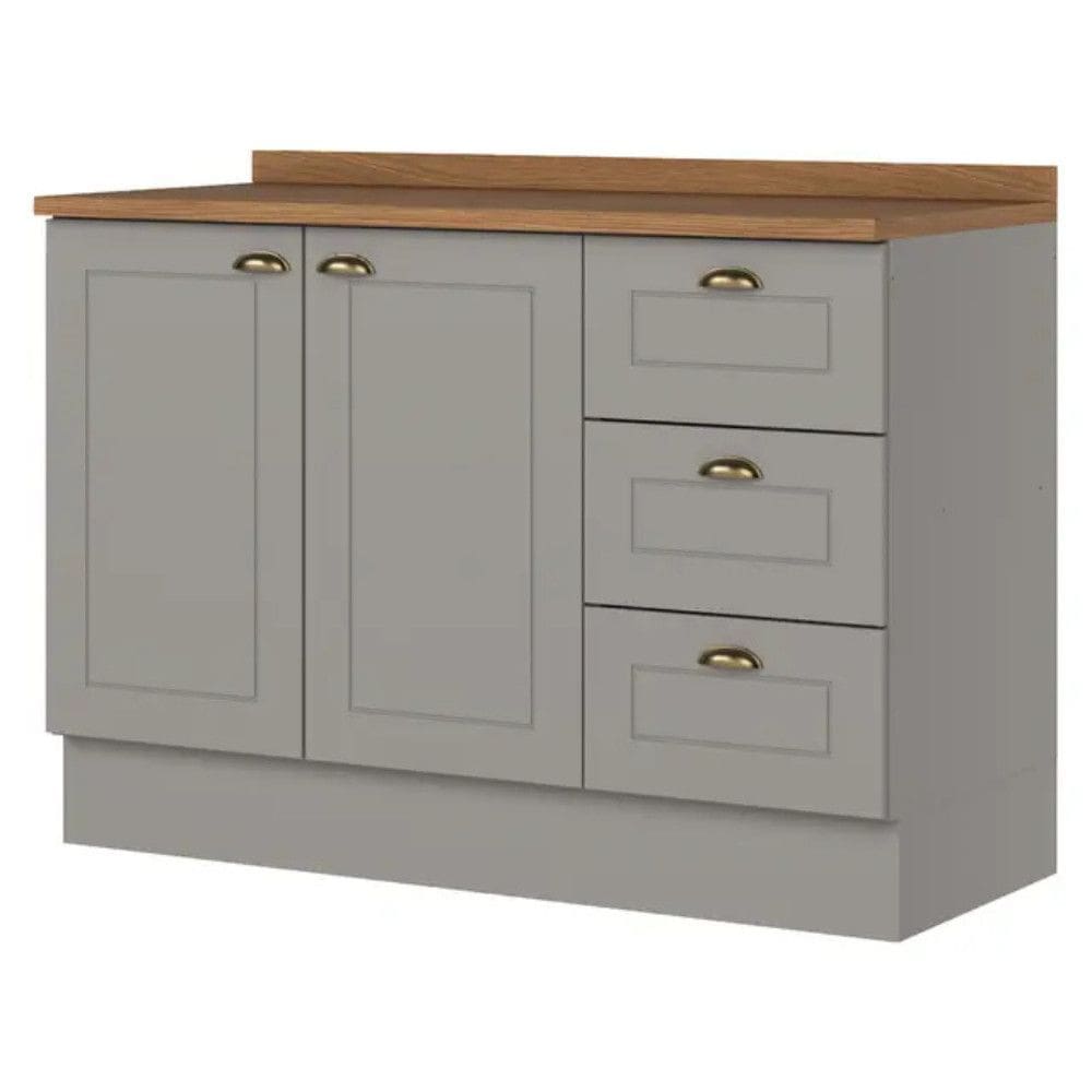 Balcao com Tampo 2 Portas 3 Gavetas 120cm Americana Henn