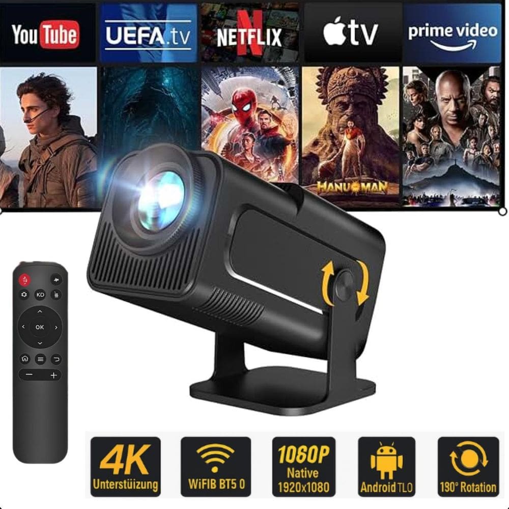 Projetor Hy320 4K Android 11 Smart Tv 390 Ansi