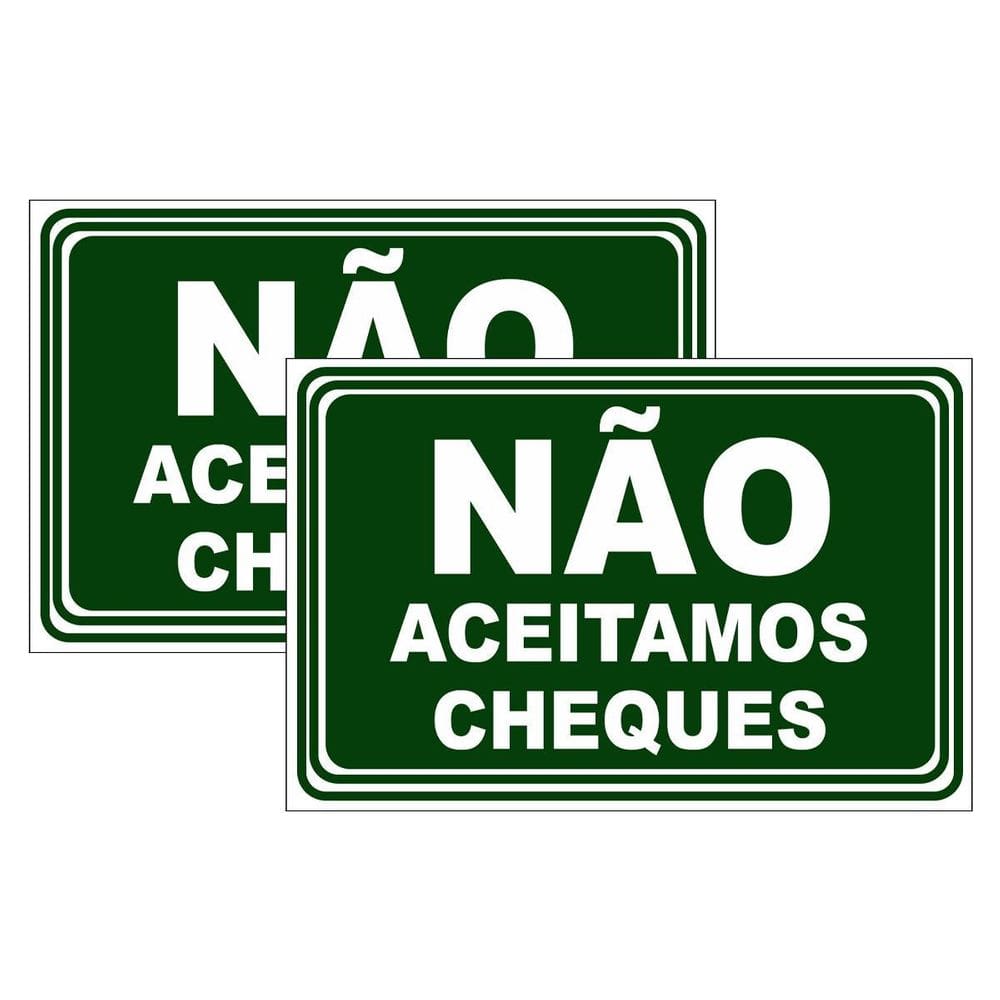Kit 2 Placa Aviso Não Aceitamos Cheques 20Cmx15Cm Pvc