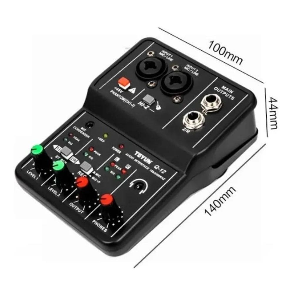 Mesa Mixer Placa De Som Teyun -12 Interface De Audio Usb Pc