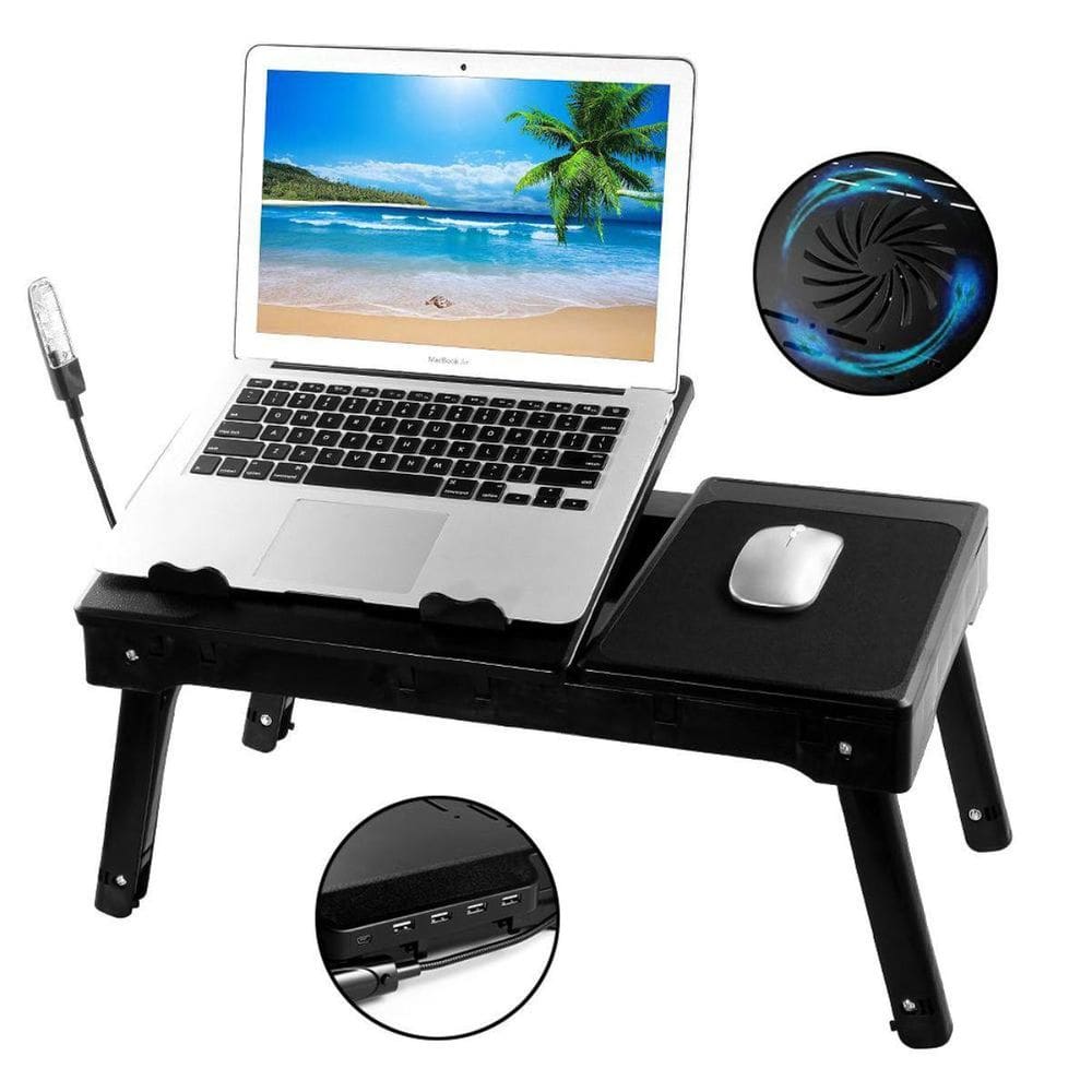 Mesa Suporte Para Notebook Com Cooler, Usb, Led E Mouse Pad