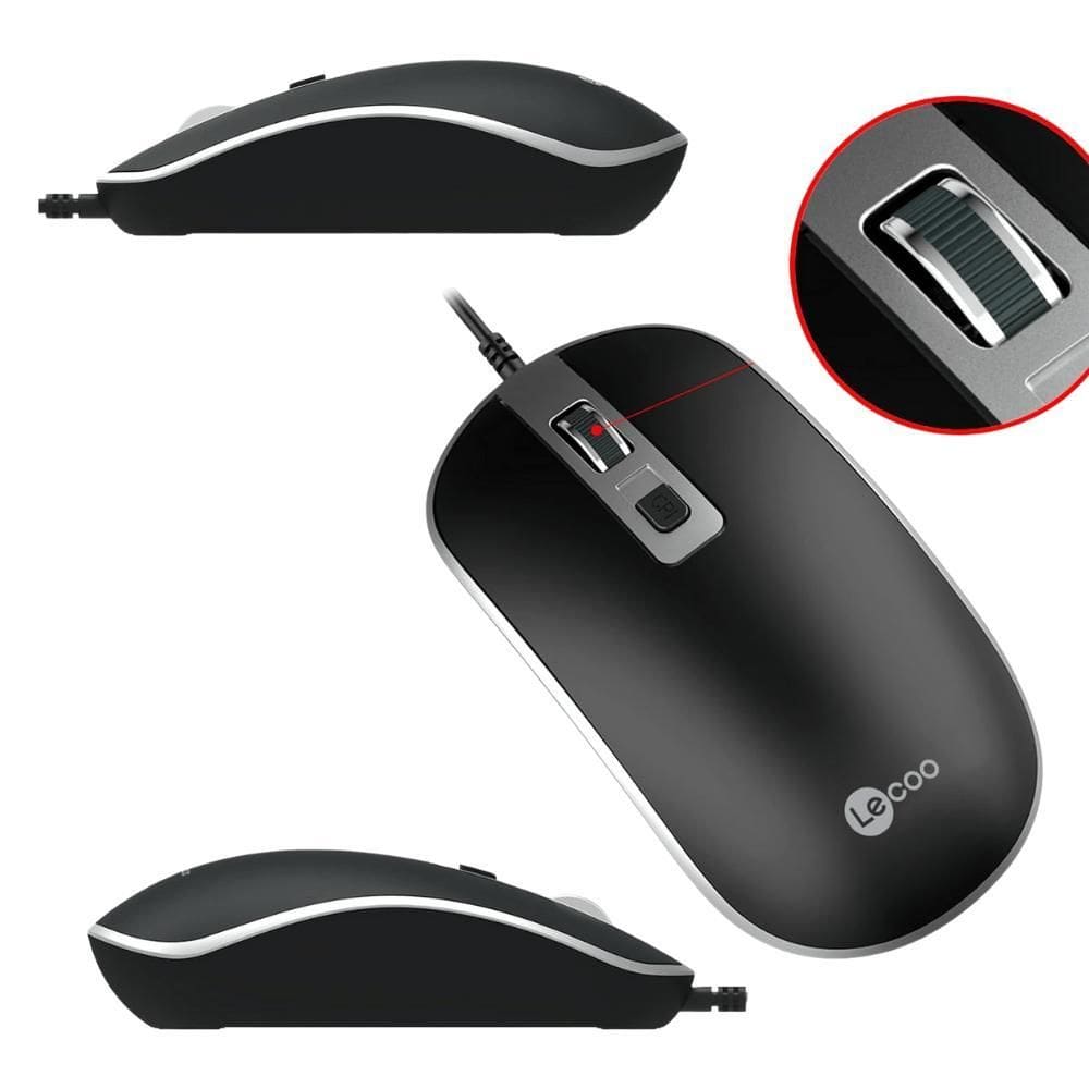 Mouse Lecoo Usb 2.0 1600 Dpi Ambidestro Ms104 Plug And Play