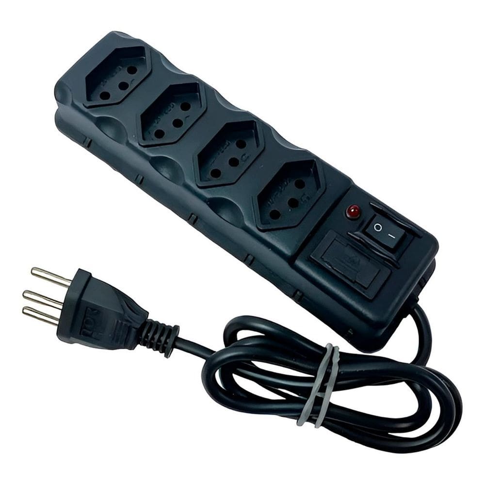 Filtro De Linha Bivolt 4 Tomadas 1M Com Chave E Proteção