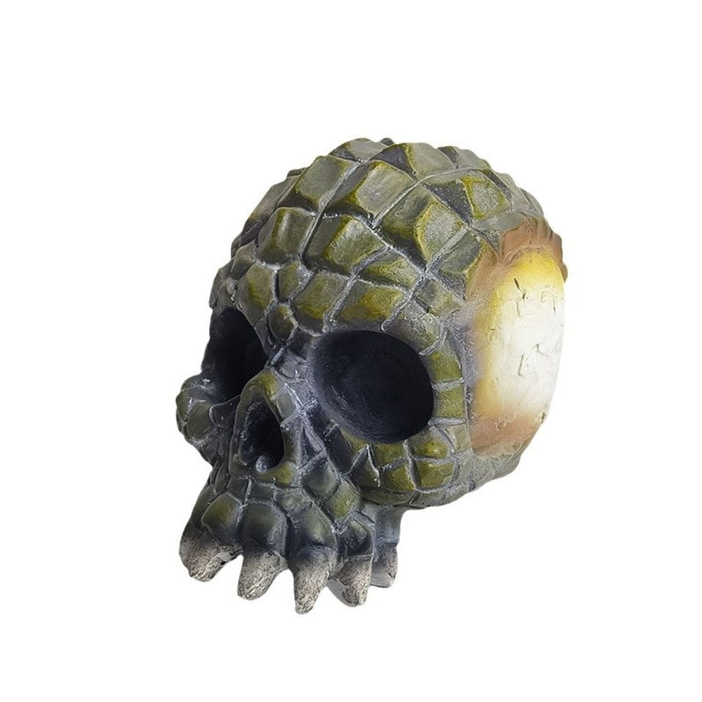 Escultura de decoração de jardim, resina de caveira realista, 6,5 cm