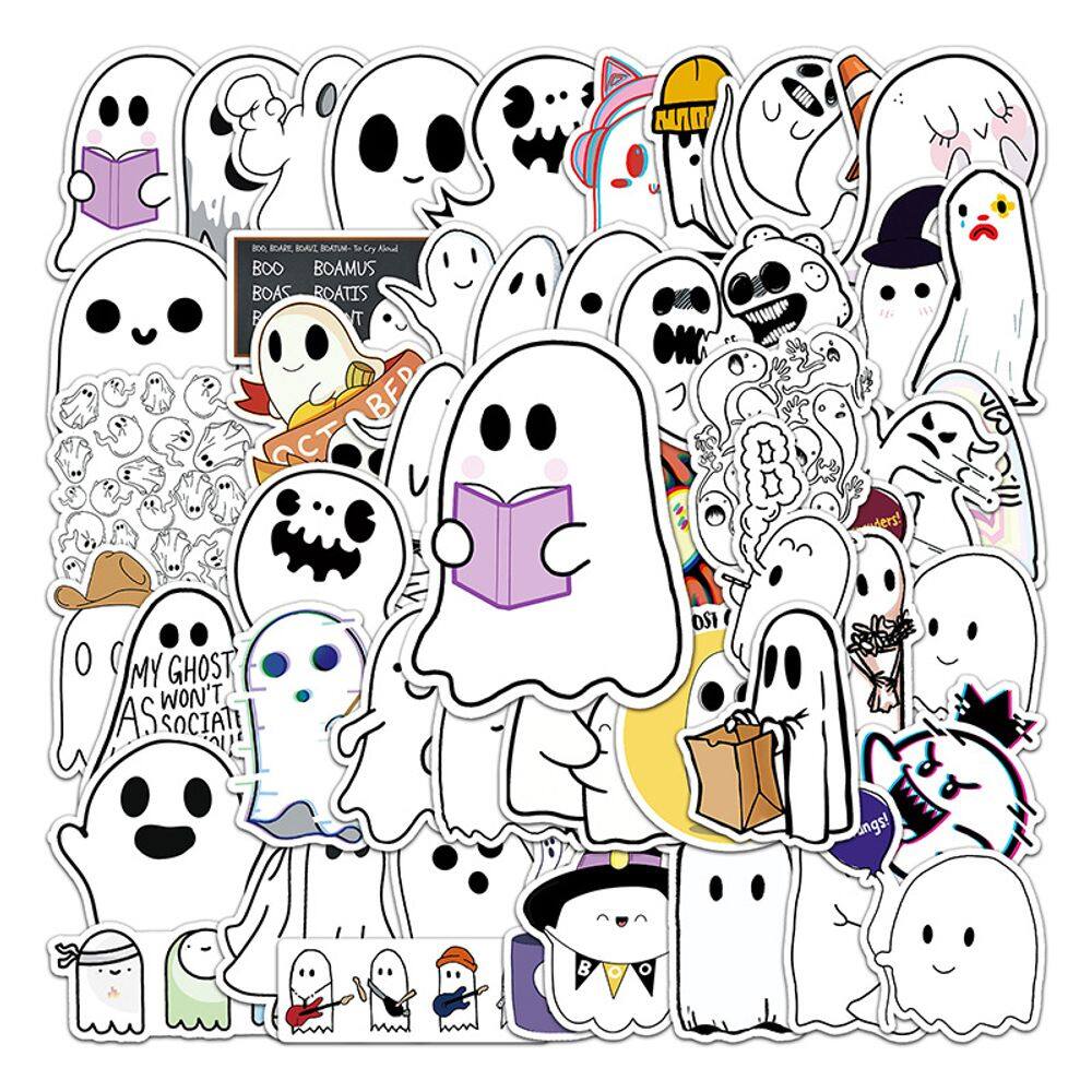 Pacote de adesivos Ghost Vinyl, 100 peças de desenho animado fofo de Halloween