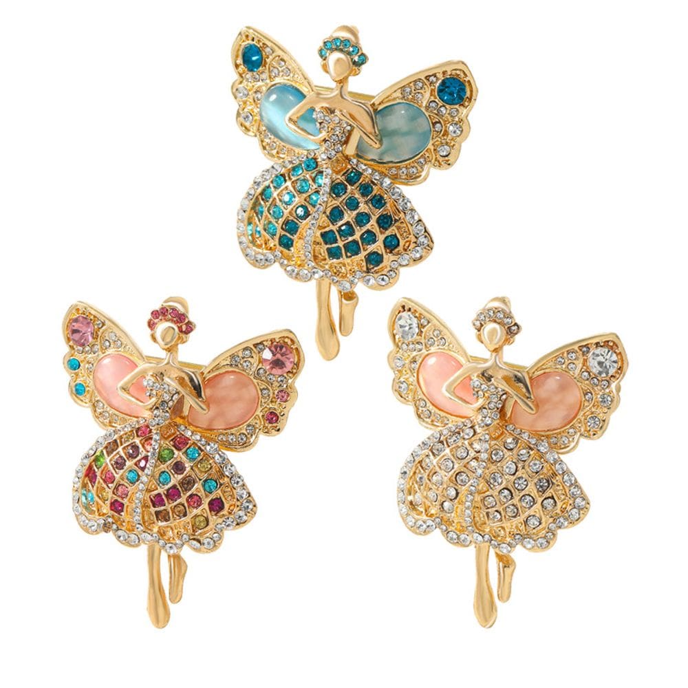 Broche Pins Vintage Ballet Girl com vestido de cristal colorido