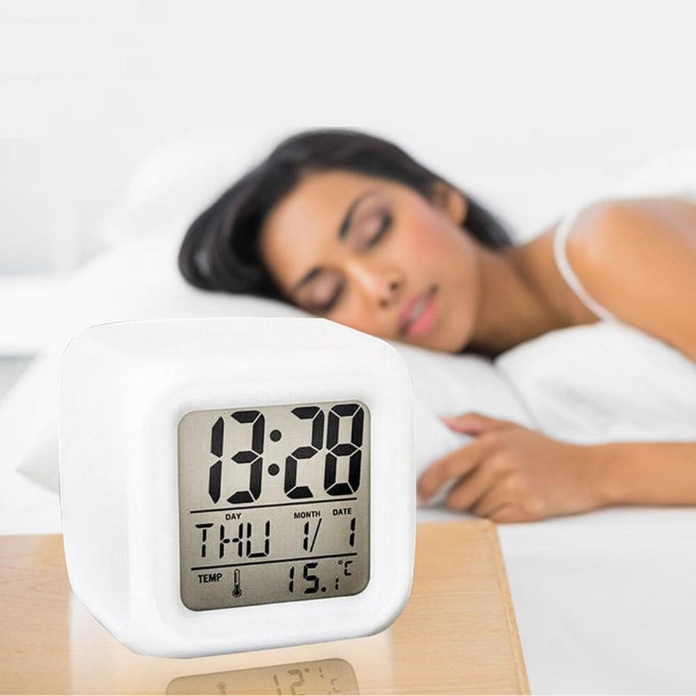 Relógio Despertador Cubo Led Colorido Digital Termômetro