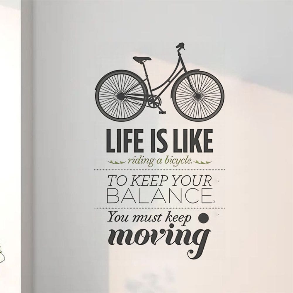 Adesivos de parede A vida é como andar de bicicleta 40x60cm