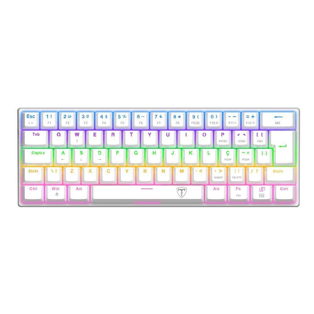 Teclado Gamer Arena 60% Rgb Switch Brown Branco T-Dagger